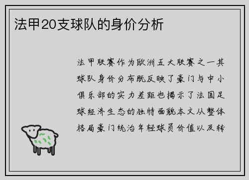 法甲20支球队的身价分析